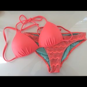 NWOT Op coral and turquoise bikini Sz M